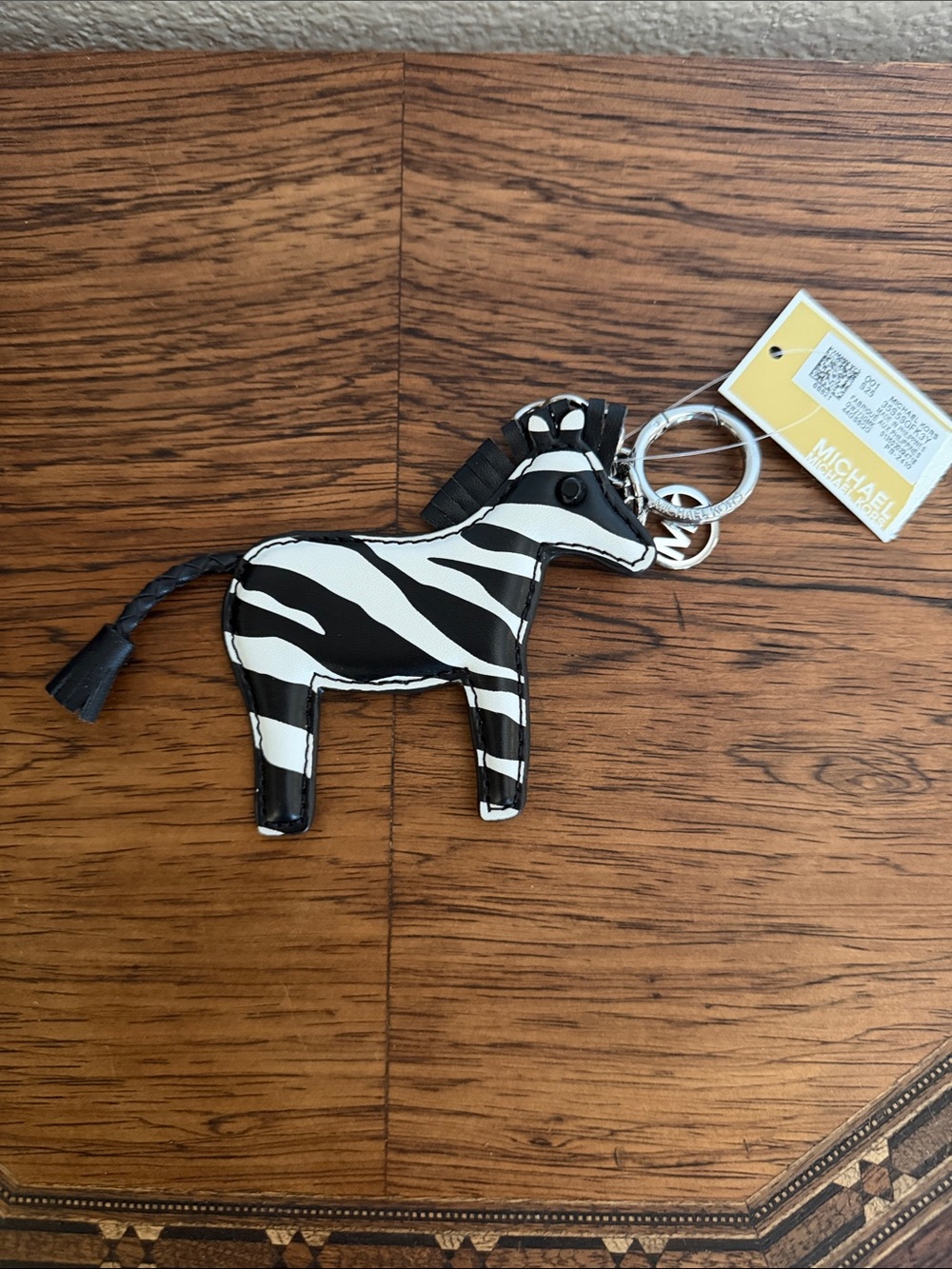 NWT MICHAEL Michael Kors Black & White Zebra Purse Charm Keyring